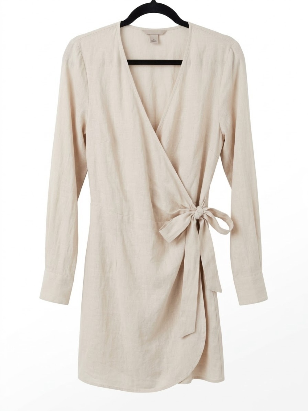 H&M Women's Cream Wrap Dress with Tie Detail